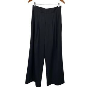 Lafayette 148 New York Black Wool Wide Legs Slacks Size 6 Career Quiet Luxury
